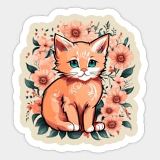 floral kitten Sticker